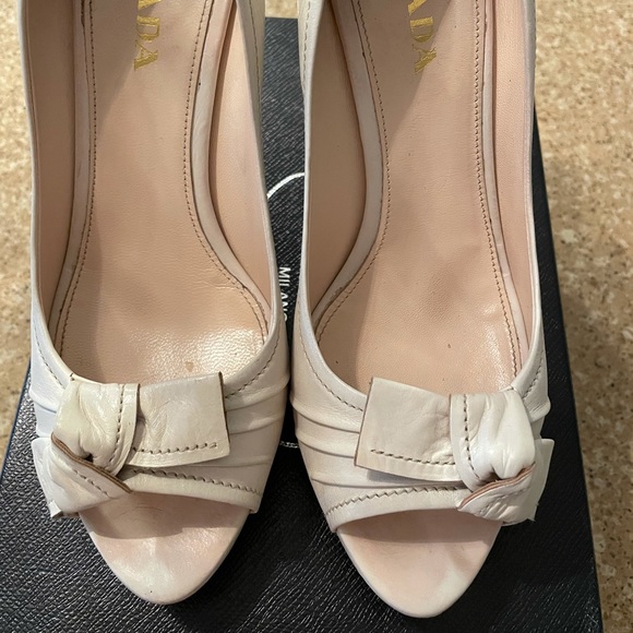 Prada Women High Heel open toes platform shoes in color Talco Sabbia Size 38.5 - Picture 15 of 15